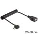 DeLock USB micro-B male angled > USB 2.0-A female OTG coiled Cable Fekete