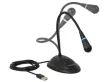 DeLock USB Gooseneck Microphone with base and mute + on / off button Fekete