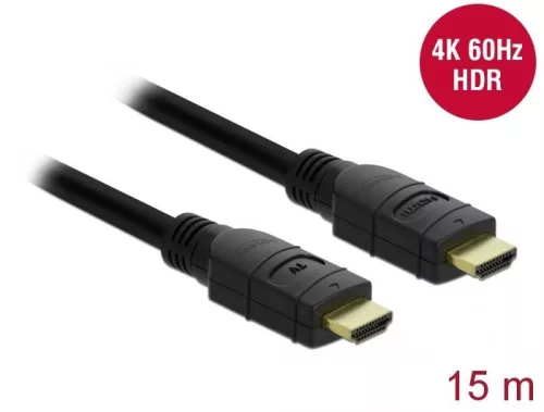 DeLock Active HDMI Cable 4K 60Hz 15m Fekete
