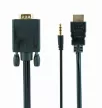 Gembird A-HDMI-VGA-03-10 HDMI to VGA and audio adapter cable single port 3m Fekete