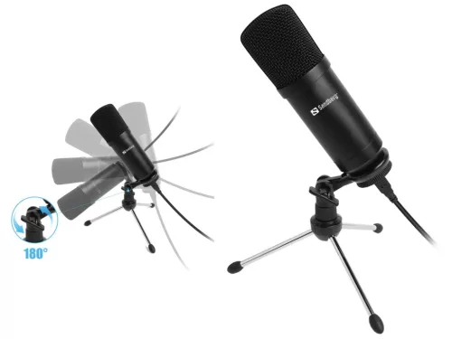 Sandberg Streamer USB Desk Microphone Fekete