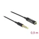 DeLock Audio Extension Cable Stereo Jack 3.5mm 4 pin male to female Ultra Slim 0,5m Fekete
