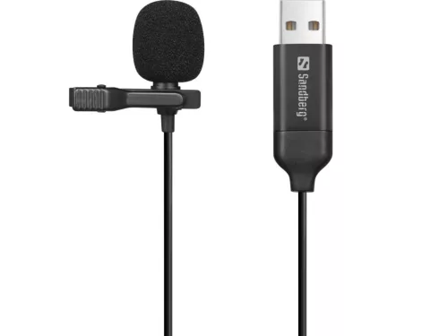 Sandberg Streamer USB Clip Microphone Fekete