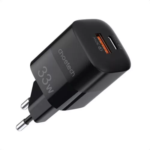 Choetech  PD5006B PD33W Type-C + USB EU Wall Charger Fekete