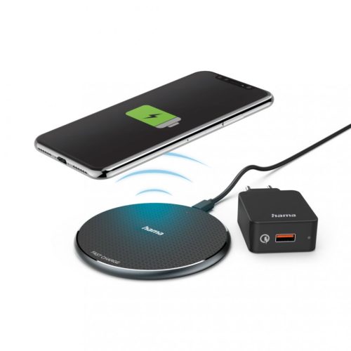 Hama QI-FC10 Wireless Charger + QC 3.0, 10W Fekete