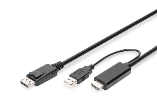 Digitus HDMI Adapter Cable HDMI to DisplayPort 4K 2m Fekete