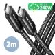 AXAGON BUCM2-CM20AB CHARGE USB-C <> USB-C Cable 2m Fekete