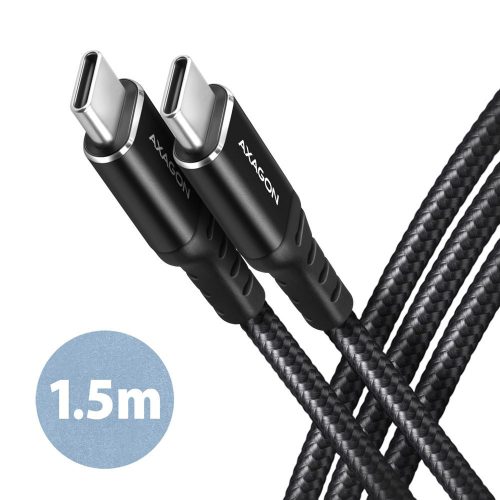 AXAGON BUCM-CM15AB HQ USB-C <> USB-C Cable 1.5m Fekete