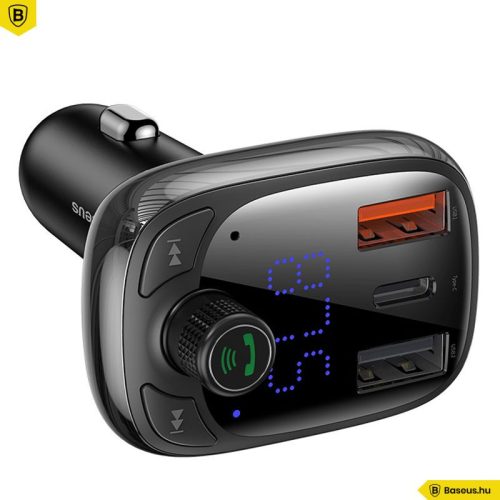 Baseus T Type S-13 Car Charger with FM Transmitter Fekete