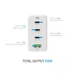 FIXED hálózati töltő 3xUSB-C 1xUSB-A kimenet, GaN technológia,PD 3.0, 100W, fehér