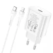 Hoco 25W PD + QC Type-C fehér hálózati töltő adapter + 1m Type-C to Lightning kábel