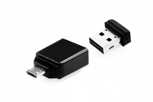 Verbatim 16GB NANO USB Drive with Micro USB (OTG) Adapter Fekete
