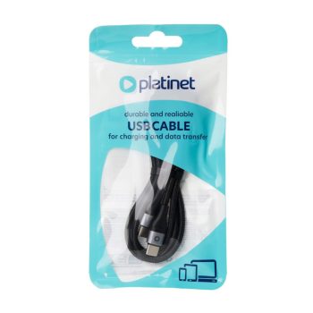 Platinet USB-C to USB-C 60W Braided Cable 1m Fekete