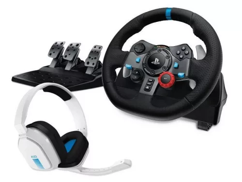 Logitech G29 Driving Force Racing Wheel PC/PS4/PS5 kormány + Astro A10 Fehér Gamer headset