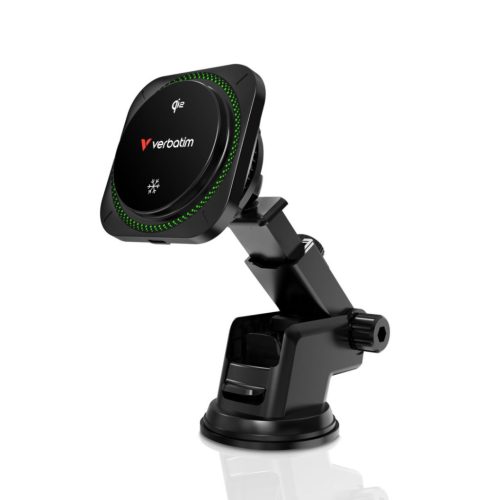 Verbatim Charge'n'Drive Magnetic Wireless Car Charger Qi2 Technology and RGB Lighting Fekete