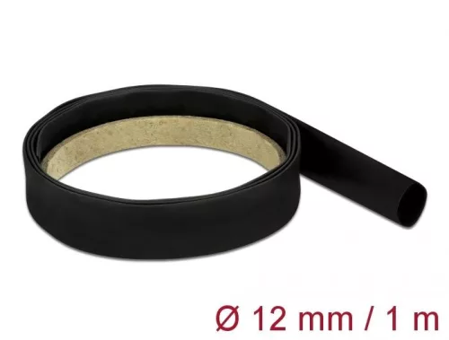 DeLock Heat Shrink Tube 1m x 12mm Shrinkage Ratio 4:1 Fekete