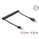DeLock Coiled Cable EASY-USB 2.0 Type-A male to USB Type-B male 0.5 m to 0,8m Fekete