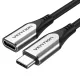 Vention Cotton Braided USB-C 3.1 Extension cable 1m Fekete