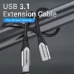Vention Cotton Braided USB-C 3.1 Extension cable 1m Fekete