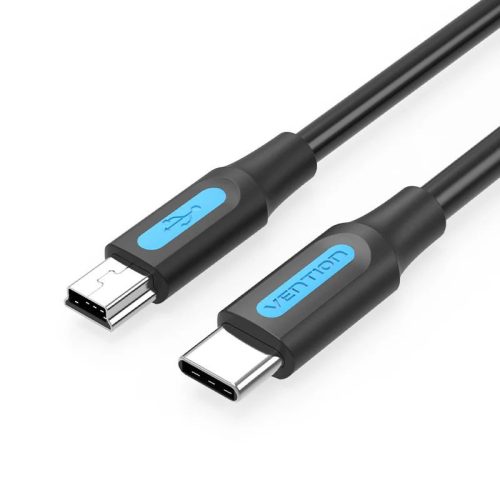 Vention USB 2.0 C Male to Mini-B Male 2A Cable Fekete