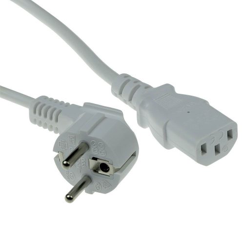 ACT Powercord mains connector Schuko CEE 7/7 male (angled) - C13 IEC 60320 1,5m White