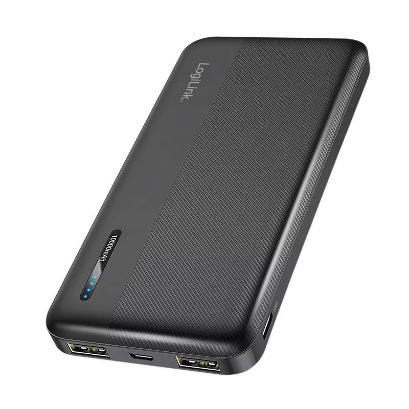LogiLink Powerbank 10000 MAh PA0338RF – Ricarica Rapida, 2 Porte USB-A E 1 USB-C, Compatta Per Viaggi – Include Cavo USB-C – Colore Nero - 3