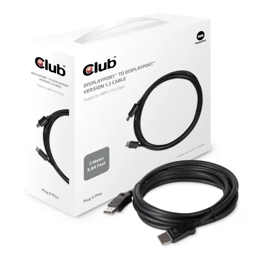 Club3D DisplayPort - DisplayPort ver1.2 kábel 3m Fekete