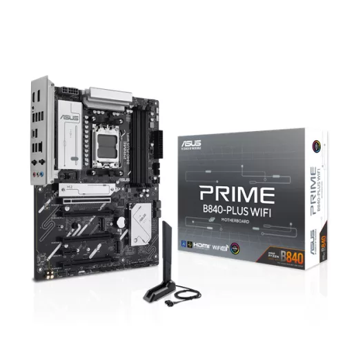 Asus Alaplap - AMD PRIME B840-PLUS WIFI AM5 (B840, ATX, 4xDDR5 7600+MHz, 4xSATA3, 3x M.2, HDMI+DP)