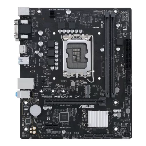 Asus Alaplap - Intel PRIME H610M-R D4 (H610, 2xDDR4 3200MHz, 4xSATA3, 1xM.2, HDMI+DVI+VGA)