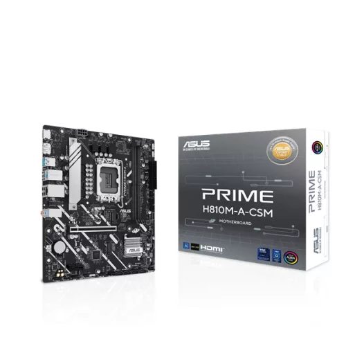 Asus Alaplap - Intel PRIME H810M-A-CSM s1851 (B860, 2xDDR5 6400+MHz, 4xSATA3, 2xM.2, HDMI+DP)
