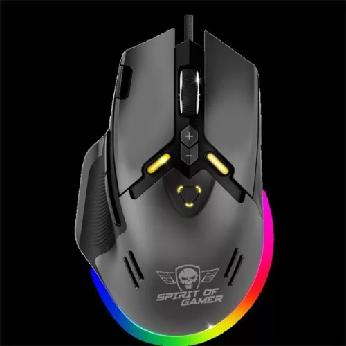 Spirit of Gamer Egér - ELITE-M60 Fekete (Optikai, 20000 DPI, 1000Hz, 9 programozható gomb, RGB, vezetékes, fekete)
