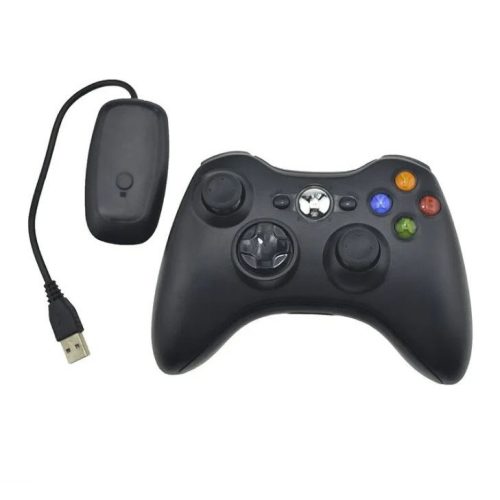 Utángyártott Xbox 360/PC/PS3 Vezetéknélküli Kontroller (USB adapterrel) (Fekete)
