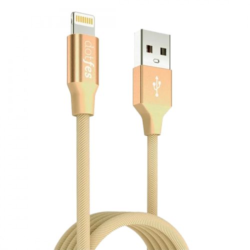 Dotfes A01F MFI Alumínium erősítésű Lightning USB kábel arany, 1 méter