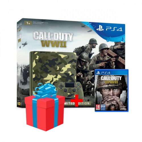 Playstation 4 Slim 1 TB konzol Call of Duty WWII Limited Edition + ajándék 12 hónapos Playstation Plus kártya