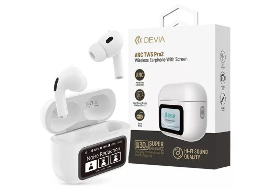 Devia TWS-Pro2 Kijelzővel Aktív zajkiszűrős Bluetooth sztereó headset - fehér ST124219