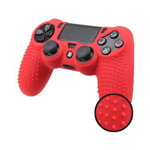 Csúszás-gátló szilikon gumi tok PS4 kontrollerhez - Piros