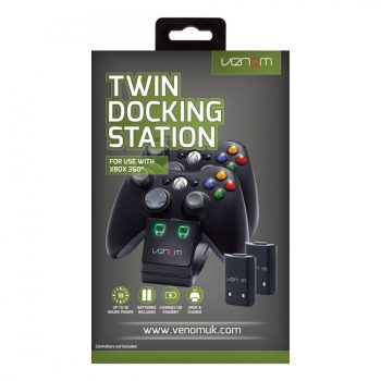   Venom Xbox 360 fekete töltőállomás + 2 db akkumulátor VS2891