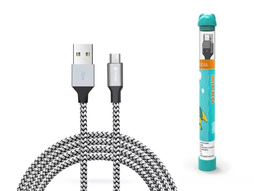 DEVIA USB - MICRO USB TÖLTŐ- ÉS ADATKÁBEL - 1 M - Szürke / Fekete