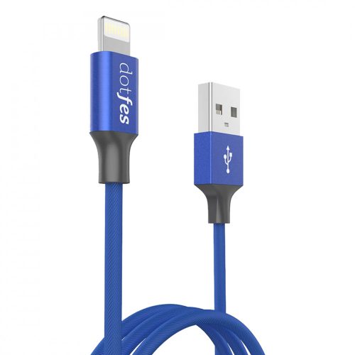 Dotfes A01 Lightning - USB kábel szövet bevonat, kék, 1 méter