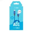 Dotfes A01 Lightning - USB kábel szövet bevonat, kék, 1 méter