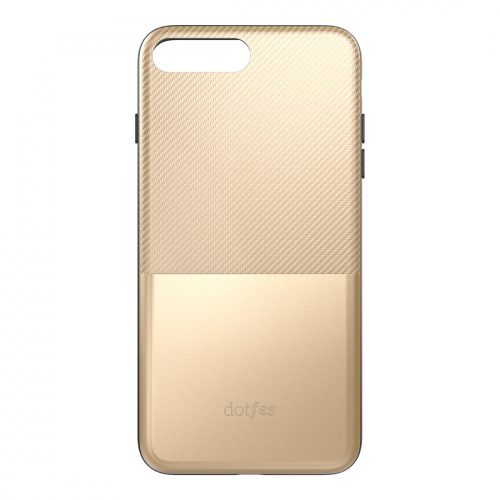 Dotfes G02 Karbon hatású, kártyatartós iPhone 7 / 8 / SE2020 tok (arany)