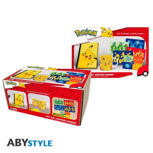 Pokémon „Pikachu” ajándékszett: A5 füzet, bögre, 1 képeslapkészlet