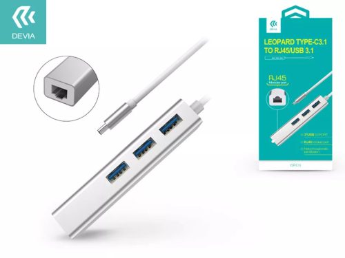 DEVIA LEOPARD TYPE C 3.1 - RJ45 ÉS USB 3.1 HUB - EZÜST