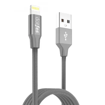   Dotfes A01F MFI Alumínium erősítésű Lightning USB kábel szürke, 1 méter