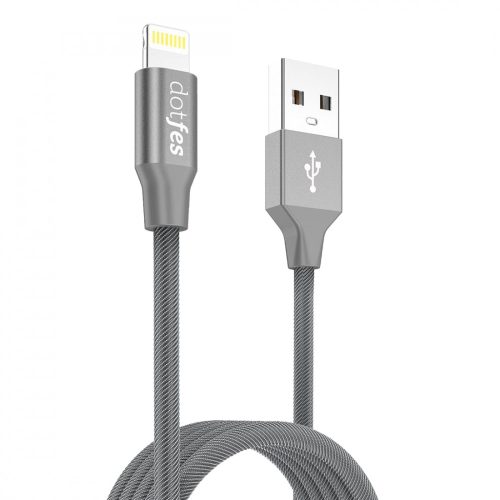 Dotfes A01F MFI Alumínium erősítésű Lightning USB kábel szürke, 1 méter