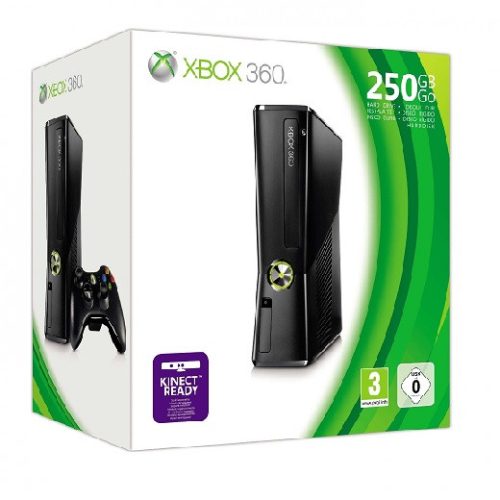Xbox 360 Slim 250 GB Fényes Fekete gépcsomag  (használt, 1 hónap garancia)