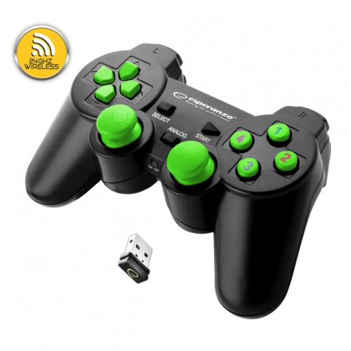 Esperanza Gladiator vezeték nélküli kontroller PS3/PC GX600 fekete/zöld EGG108G