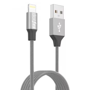   Dotfes A03 Frosted TPE Lightning-USB kábel, szürke, 1 méter