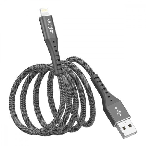 Dotfes A08 Extra tartós, fonott Lightning USB kábel, fekete, 1 méter