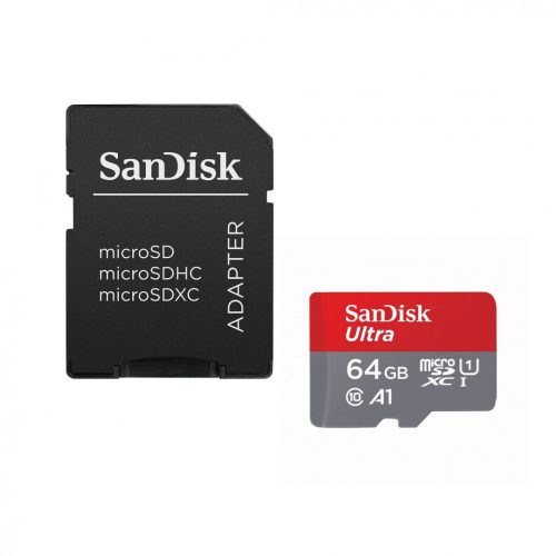 Sandisk 64GB microSDXC Ultra UHS-I A1 + adapterrel